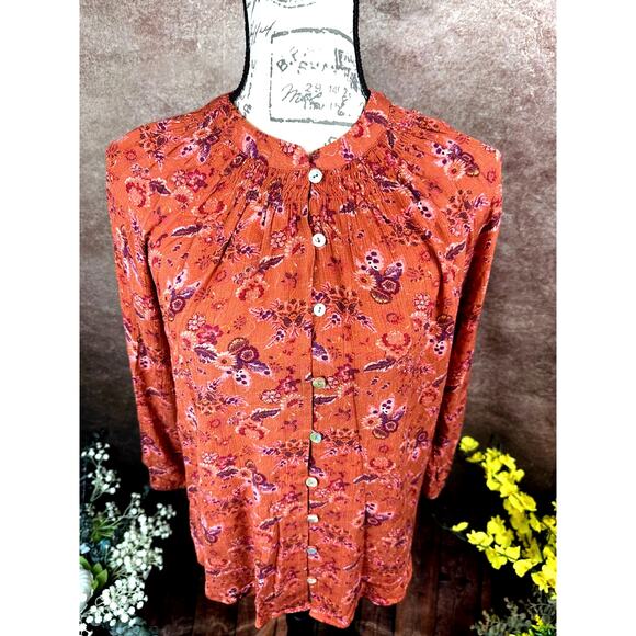 Mason & Belle Button & Loop Closure Tunic Rustic Floral size S - Picture 3 of 10